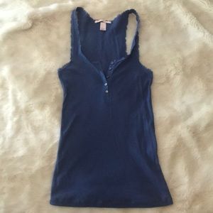 Gently used VS lace trimmed Henley tank top